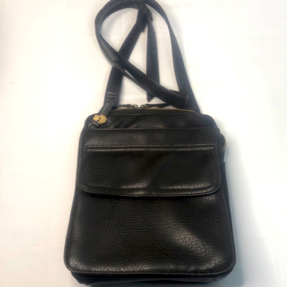 Relic dark brown pebble leather purse messenger bag cross body